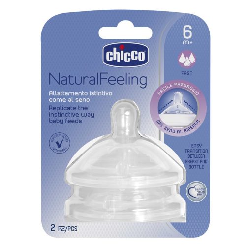  Chicco NaturalFeeling etetőcumi 6hó+ (2 db)gyors folyású