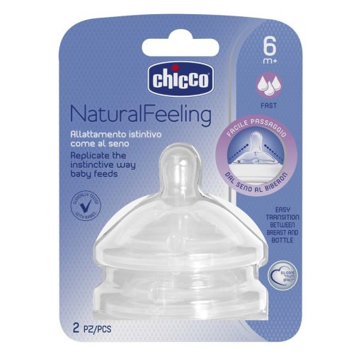  Chicco NaturalFeeling etetőcumi 6hó+ (2 db)gyors folyású